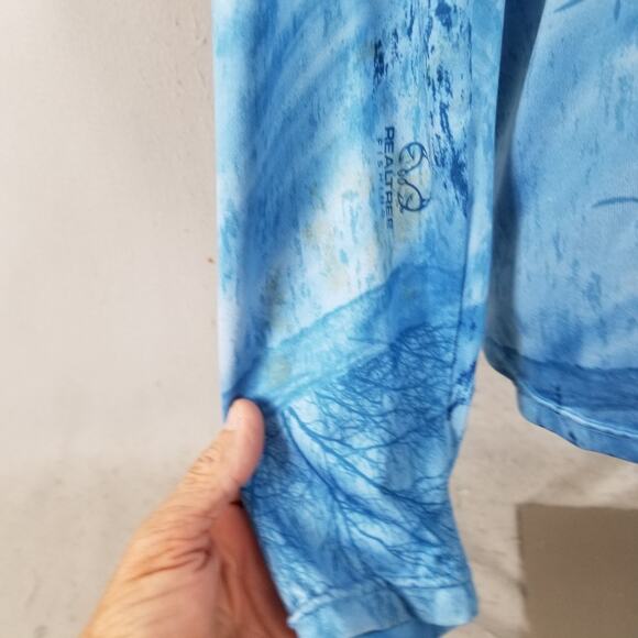 Habit Realtree Fishing Azure Blue Long Sleeve Shirt Mens Medium UPF 40+ Outdoor - Picture 7 of 16
